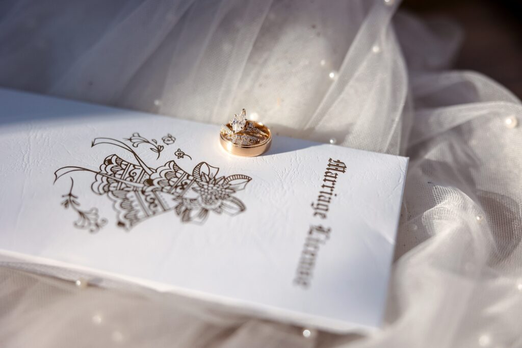 Wedding details, Thorncrown Chapel, marriage certificate, Grogan's Jewelers, wedding rings, engagement ring, Birch on Main