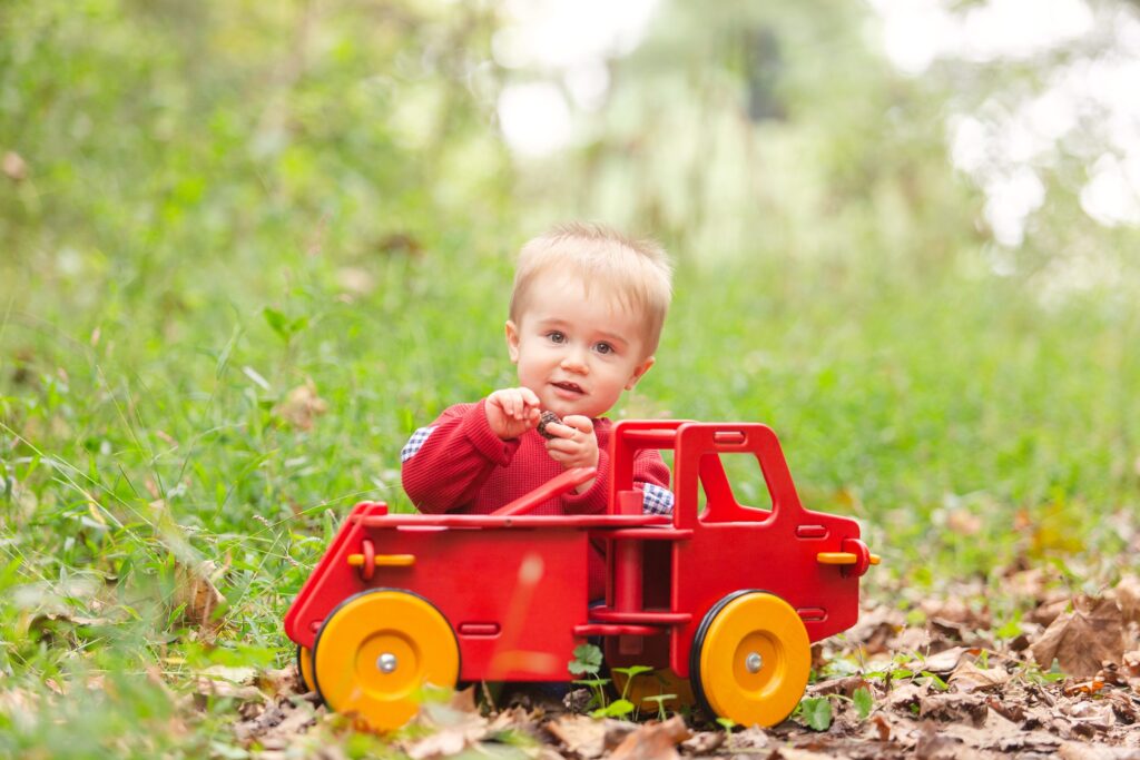charlottesville, one-year-old, toddler photography, red truck