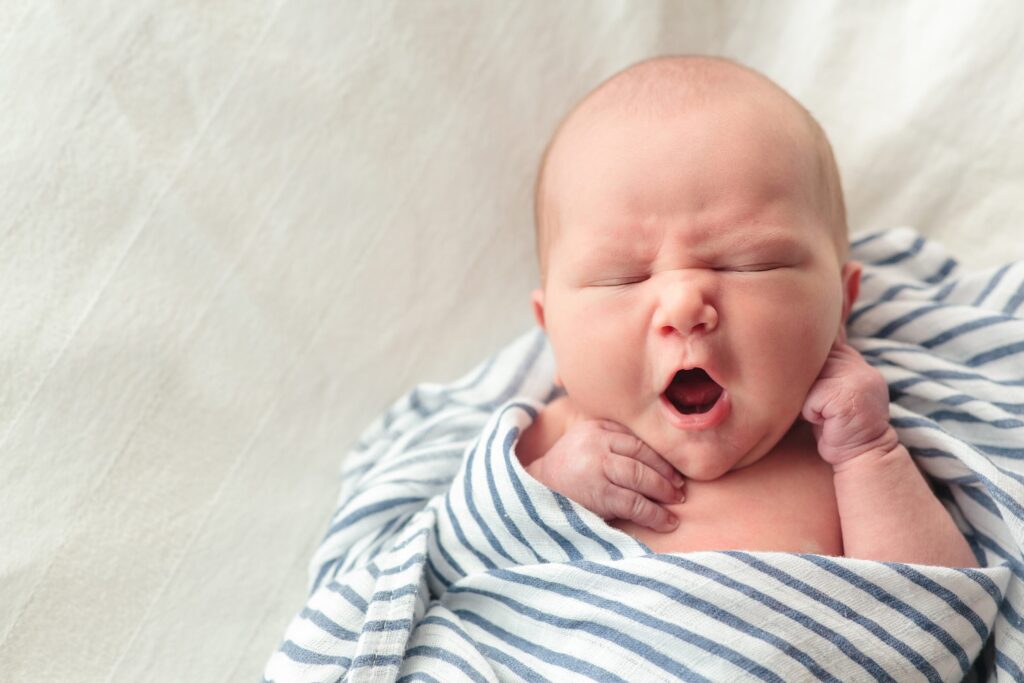 newborn photography, virginia, baby boy, yawn