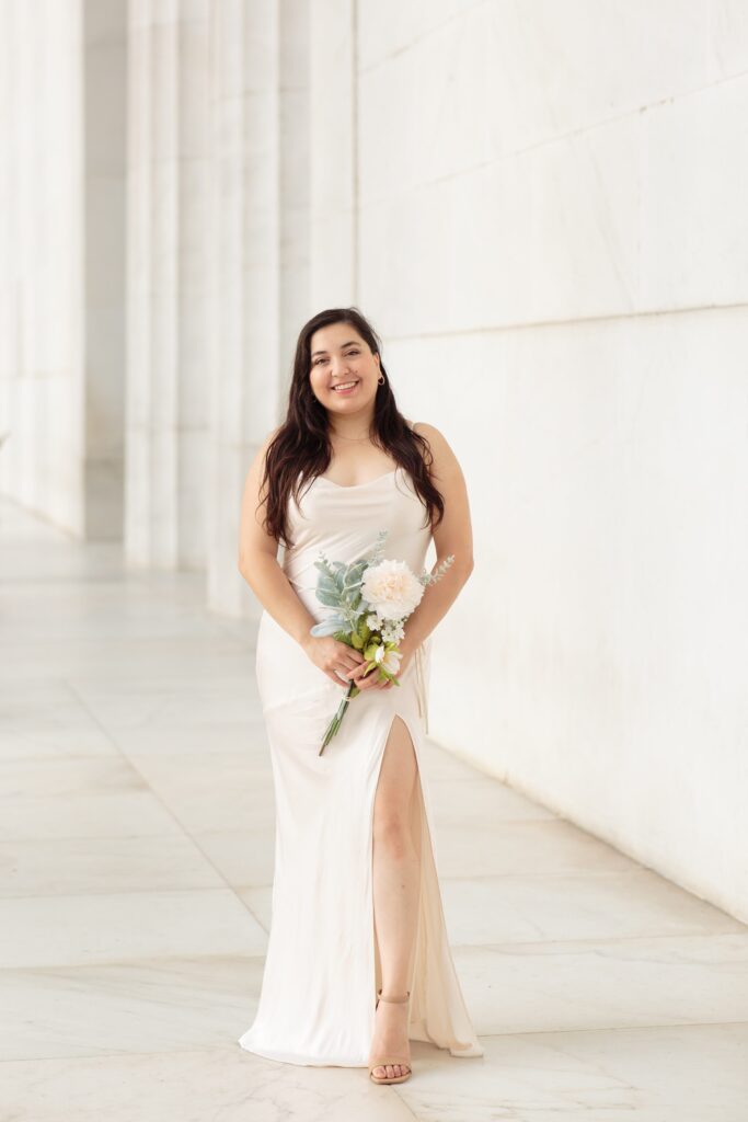 Nordstrom Rack wedding dress, Mexican American bride, Washington DC wedding, Hobby Lobby artificial flowers, alternate wedding bouquet