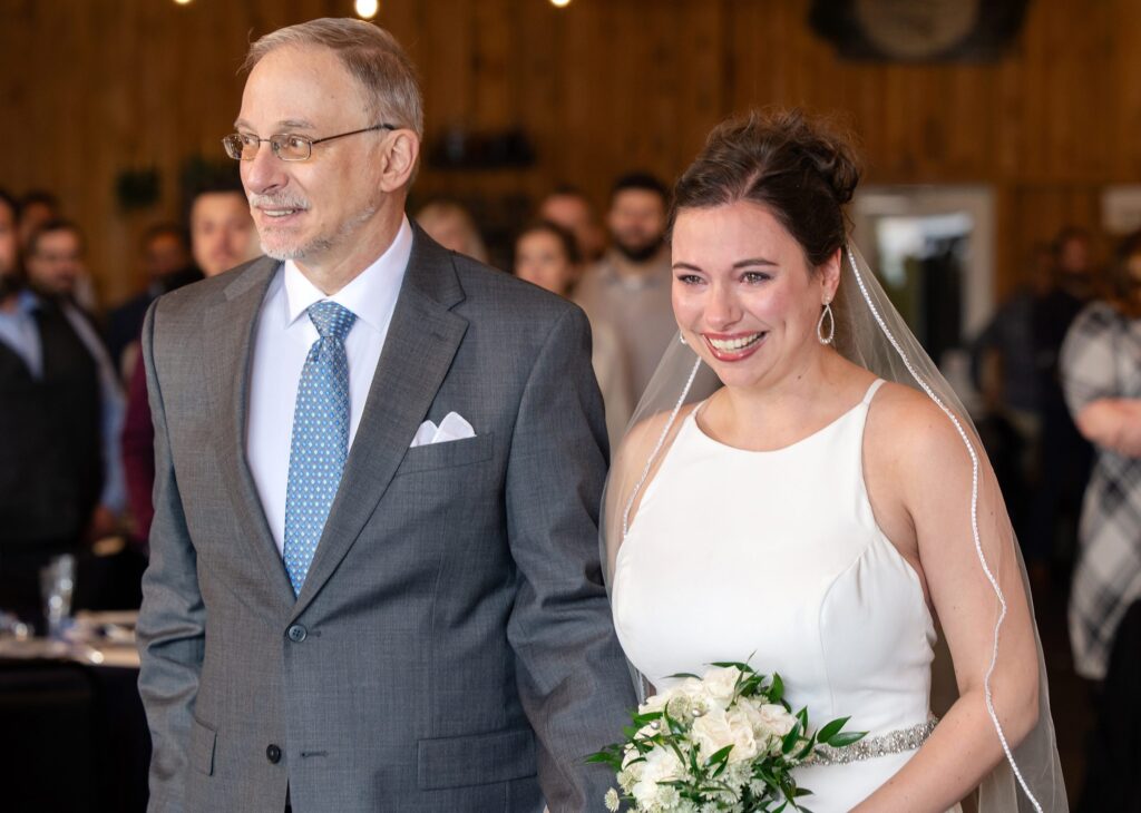 joyful new york wedding and answered prayers, father daughter, father of the bride, the aisle