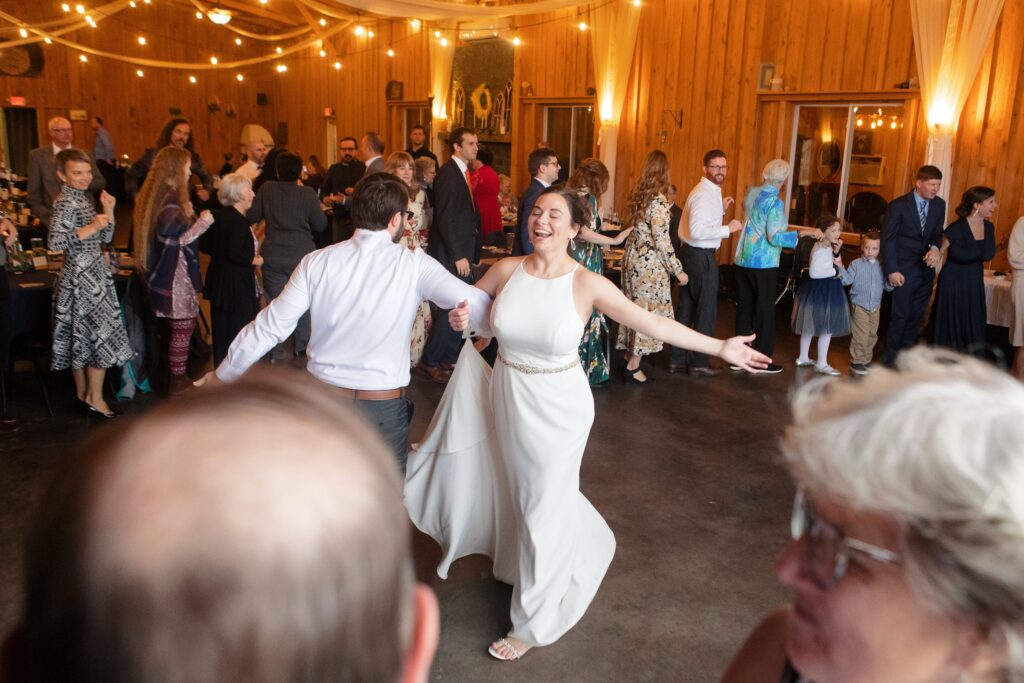 joyful new york wedding, dancing, chicken dance