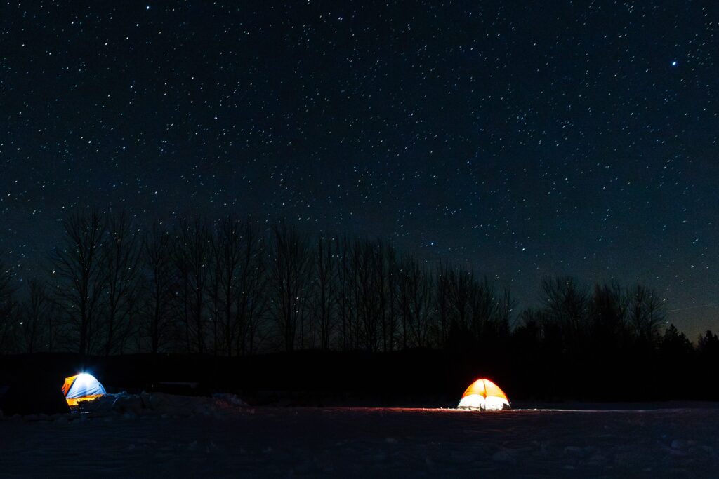 camping, night sky, starscape, vermont, brownington, rural landscape, snow